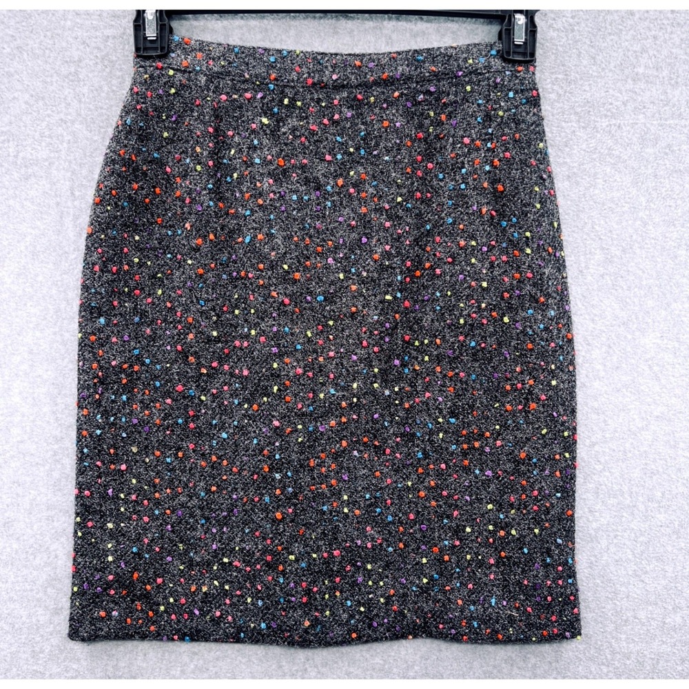 Vintage Vertigo Wool Tweed Confetti Pencil Skirt Made in‎ France Size US 8